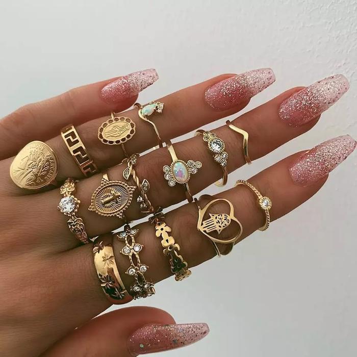Vintage Three-dimensional Avatar Gold Coin Ring Kit Hollow