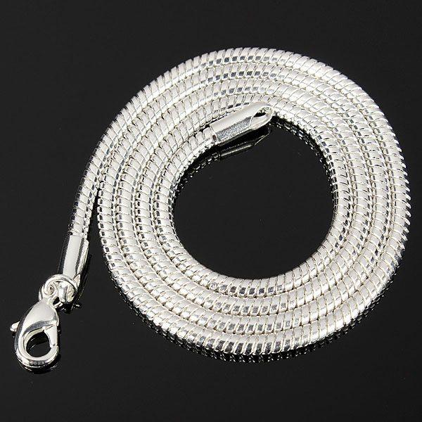 Unisex 3mm Silver Plated Solid Snake Chains