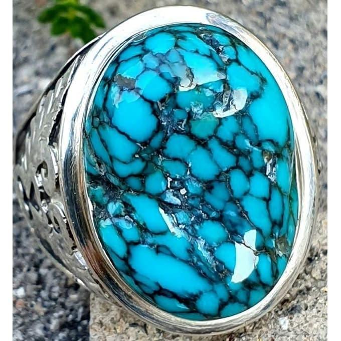 Cincin Akik Batu Natural Turquoise Pyrus Pirus Tibet Hubei Xinjiang Biru Fancy Royal Blue Lawas Urat