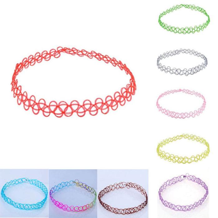 Fashion Tattoo Choker Hippy Statement Jewelry Stretch Necklace Punk