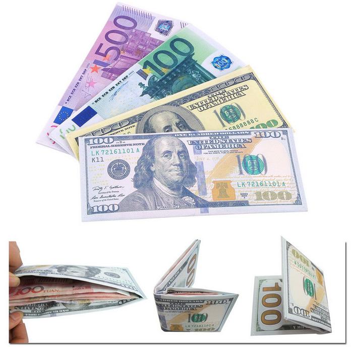 Dompet Bahan Kulit PU Berdesain Eksterior Motif Mata Uang Euro