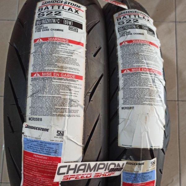 BAN TUBELESS BRIDGESTONE BATTLAX S22 DEPAN BELAKANG 20 60 RING 7