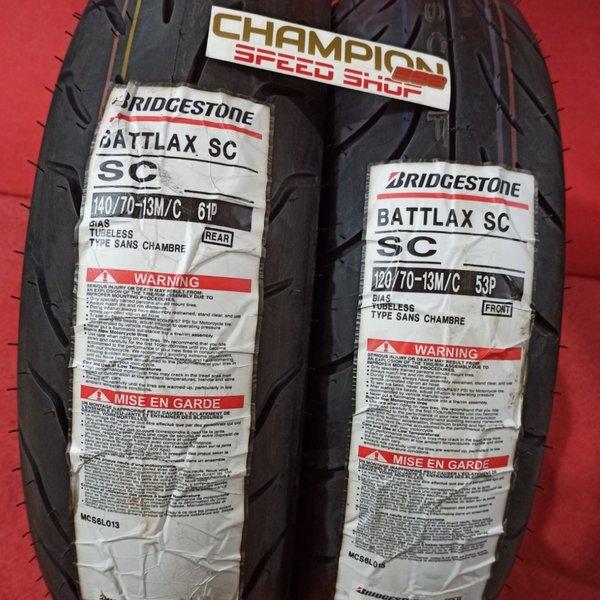 BAN TUBELESS LEBAR BRIDGESTONE BATTLAX SC YAMAHA NMAX DEPAN BELAKANG