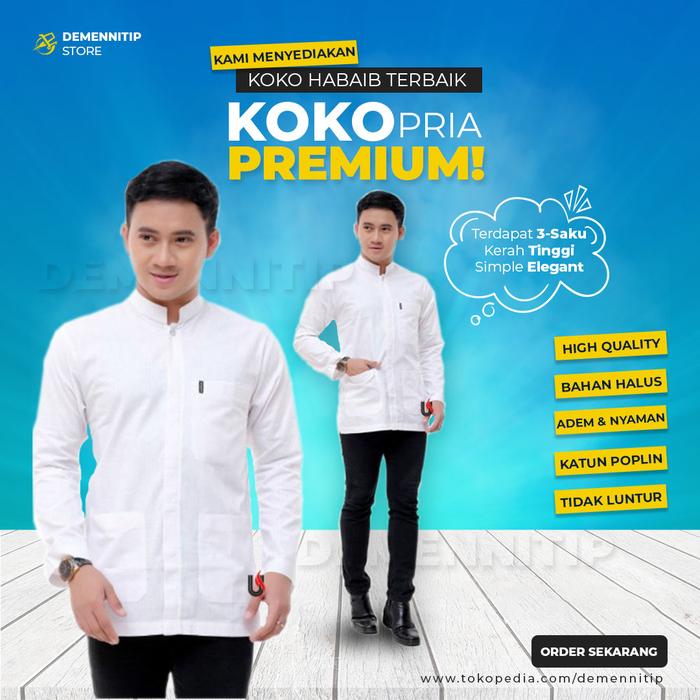 Baju Koko Lois Kemeja Koko Putih Koko Habaib Polos Katun Toyobu