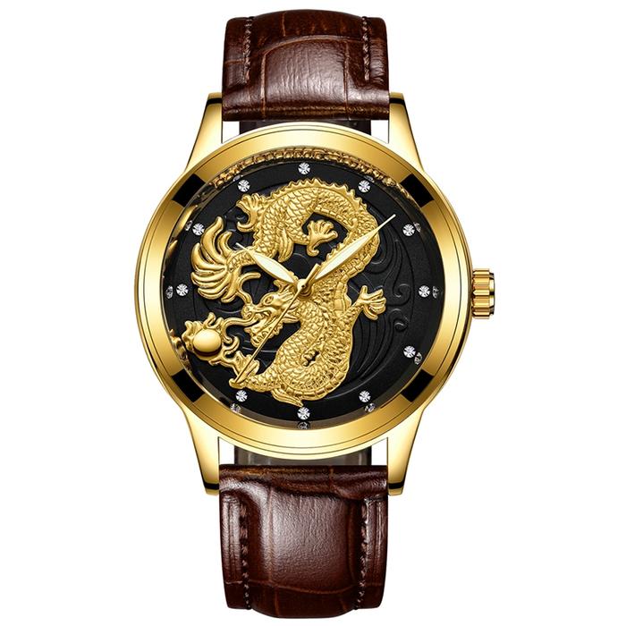 FNGEEN Naga Gold Dragon Mewah Men Watch Jam Tangan Pria S666
