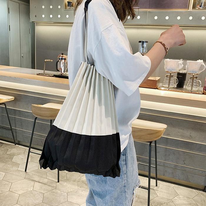 Japanese Style Pleats Please Casual Tote Bag Canvas Large