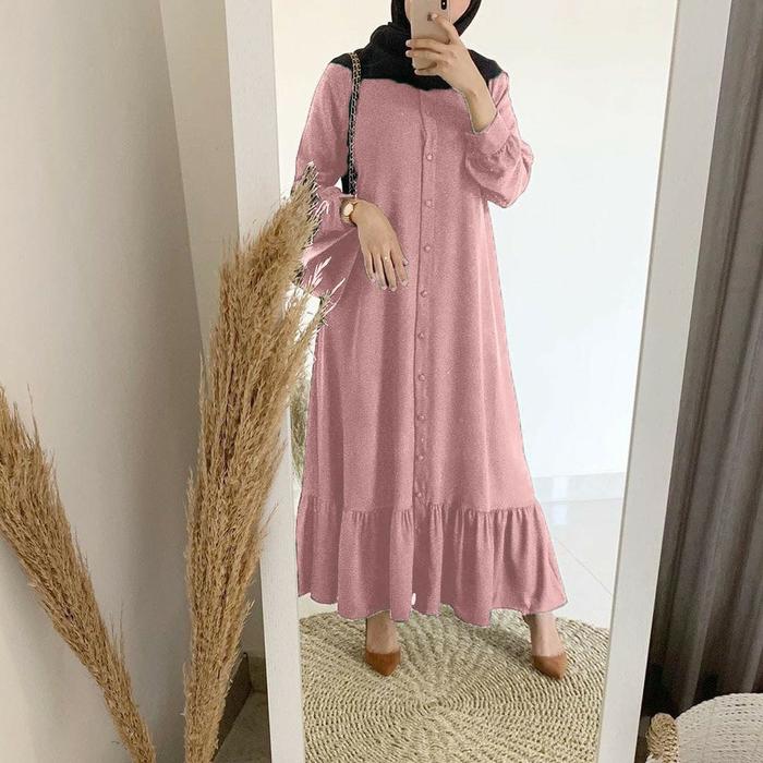 FH Bella gamis polos gamis rempel wanita