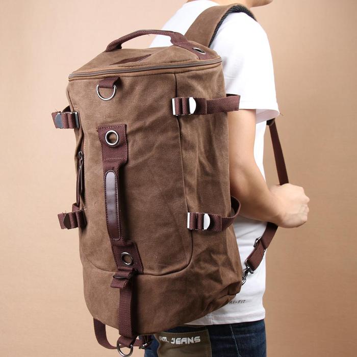 Men Vintage Canvas Backpack Rucksack Laptop Shoulder Outdoor Duffle