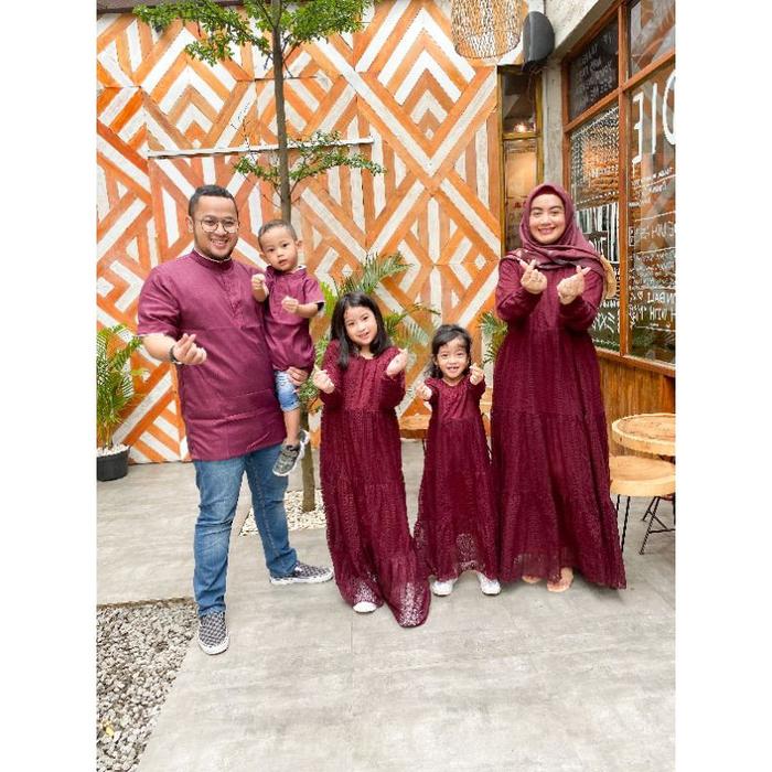 KAHFI MAHAGITA FAMSET - GAMIS KOKO KEMBAR KELUARGA LEBARAN - SCARLET