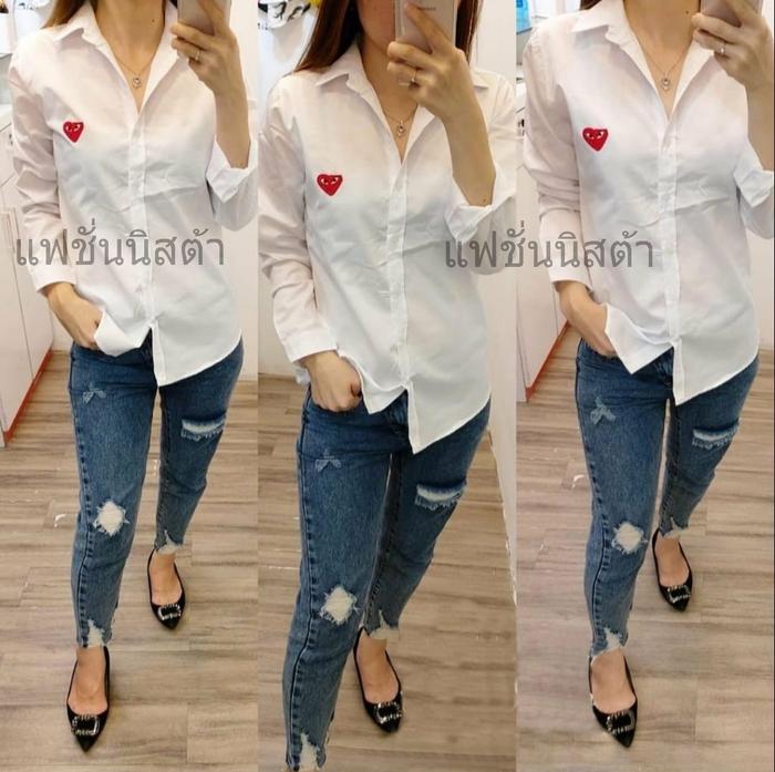 FACON WHITE + VIDEO + REAL PIC Kemeja Wanita