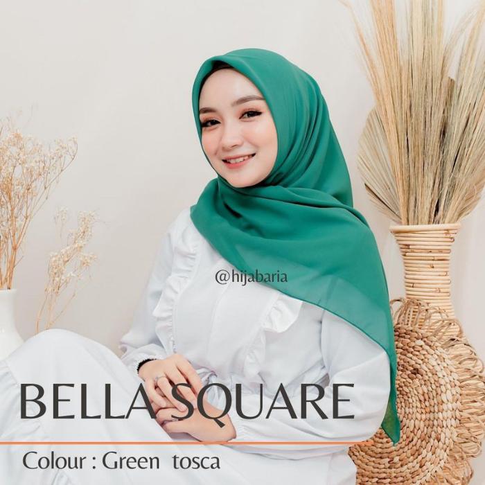 KAHFI Bella Square Hijab Segi Empat Polos - Green tosca Hijau