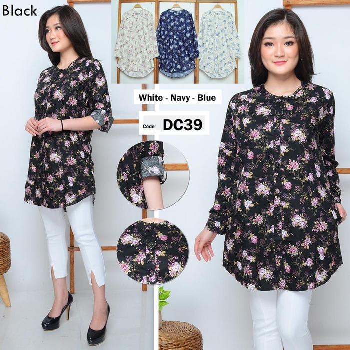 KAHFI DC39 Tunik Oblong Bunga Katun Jepang Ori Tokai BWI 188