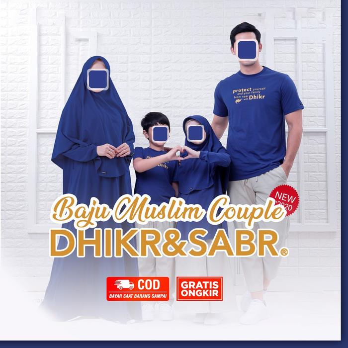 KAHFI Baju kaos keluarga Dhikr & Sabr Warna Dongker DF 13