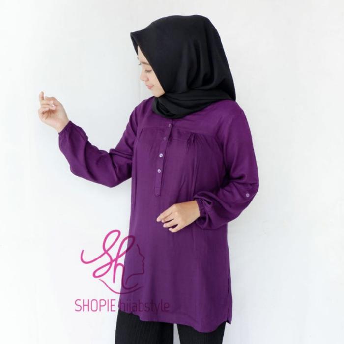 KAHFI Blouse Polos Rayon - Ungu Tua - Violet - Fathin Basic - Blus Ade