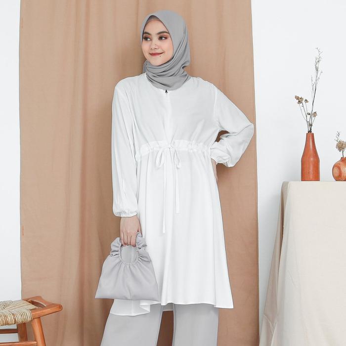 KAHFI EVONNE Valva Basic Tunic White Oversize Pattern LD120 E11-04