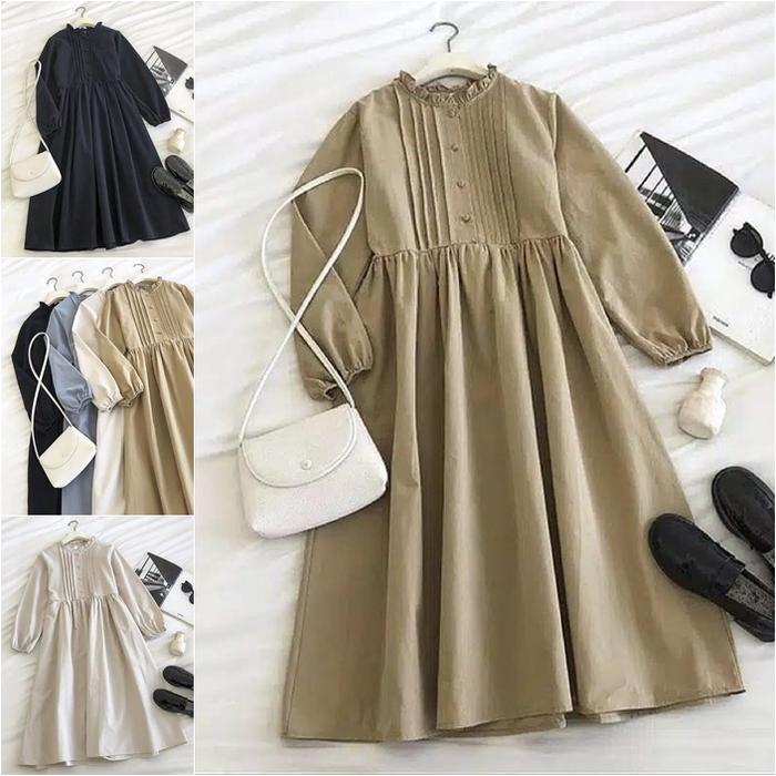 KAHFI LUCY LONG TUNIK RAYON REMPEL DADA KERAH RENDA