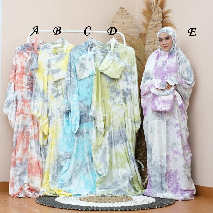 KAHFI Mukena Terusan Tie Dye Rayon Premium Standart Size Real Pict
