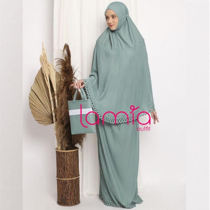 KAHFI LAMIA MUKENA PLISKET MODEL LASER FREE TAS CANTIK TERLARIS