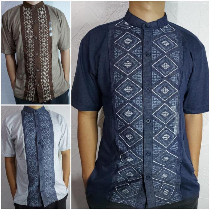 KAHFI S M L XL-Baju Koko LENGAN PENDEK T ZONE BAJU MUSLIM BORDIR 3 war