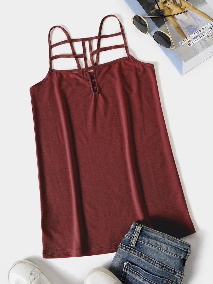 ANG Solid Color Cut Out Crossed Front Casual