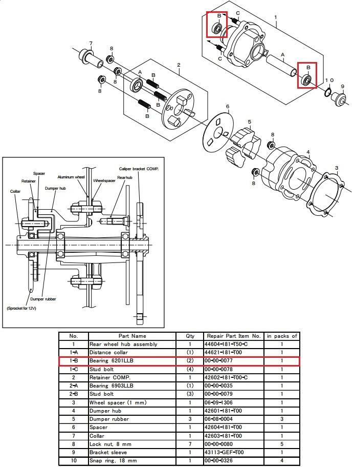 Ball Bearing 6201LLB Monkey SP Takegawa