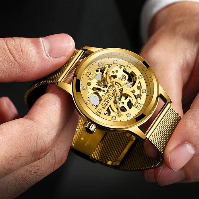 FNGEEN Mekanik Otomatis Jam Tangan Pria Nayla Malam Diamond 6018