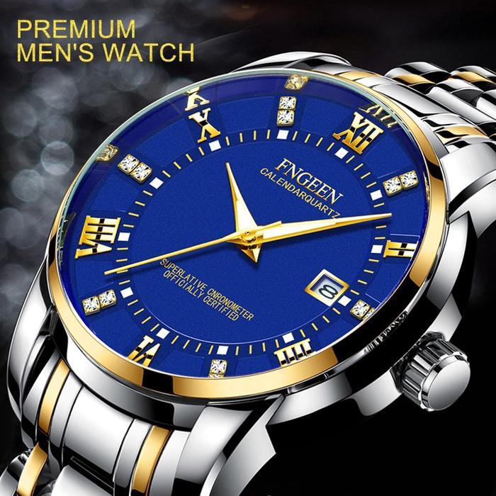 FNGEEN Kalendar Nyala MalamStainless Steel Jam Tangan Pria 2081