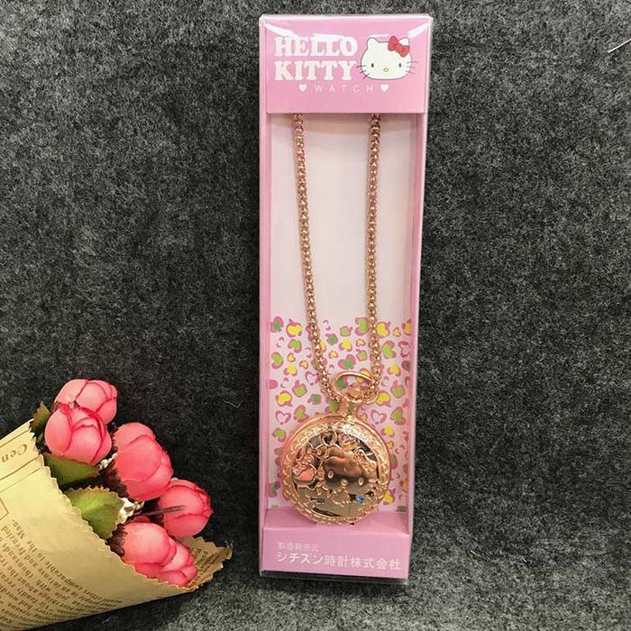 Flip Pocket Watch Necklace Watch Children Watch Kt Cat Cartoon Girl