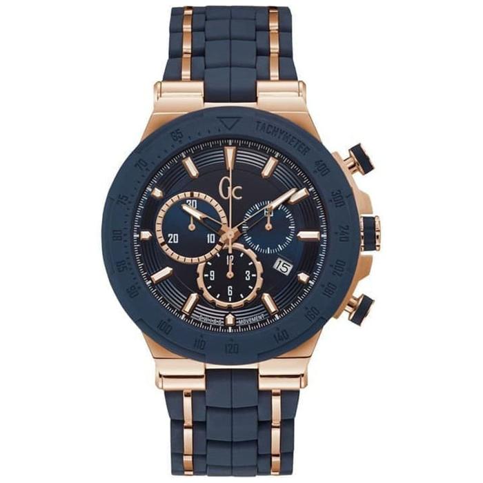 GC Structura Y35002G7 Jam Tangan Kronograf Pria 45mm Rose Gold Biru