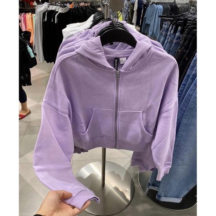 JOVITA CROOPE JAKET LILAC JAKET HOODIE WANITA