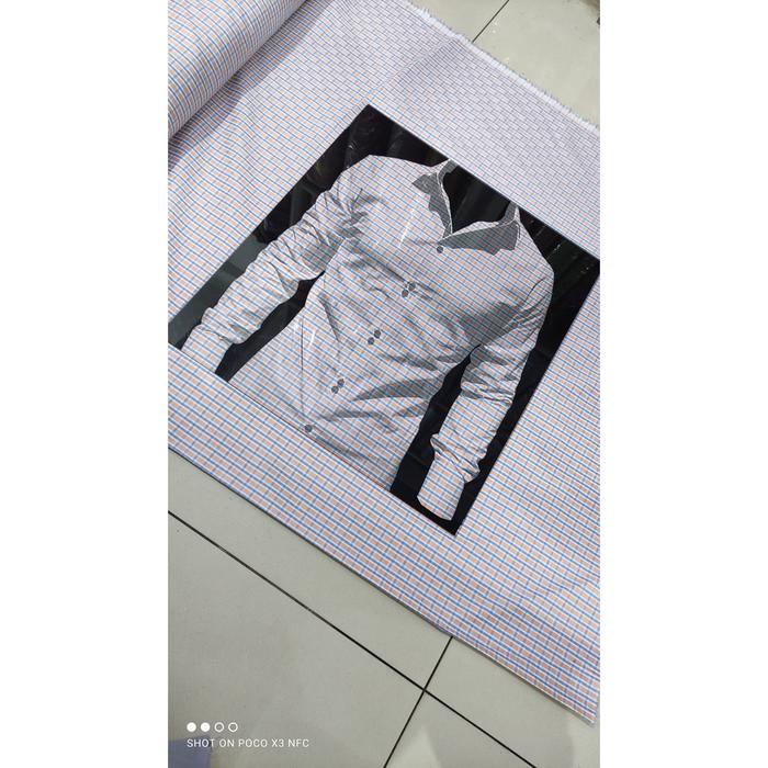 Kain Kemeja Hem Kotak Checkered Wrinkle Free Poly Cotton Coklat