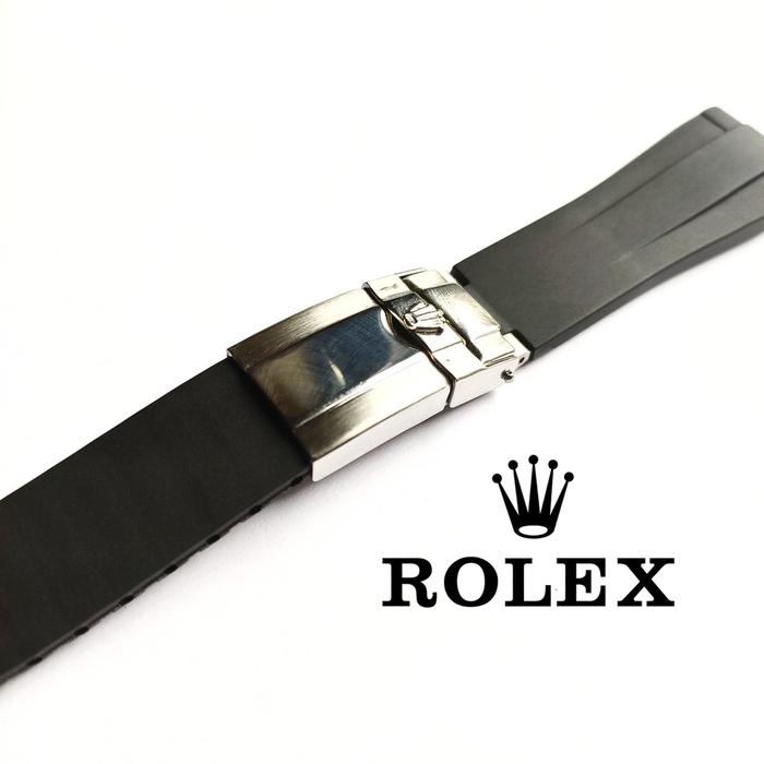 Unik STRAP ROLEX TALI JAM ROLEX RUBBER FULL SET 20MM BLACK. Murah