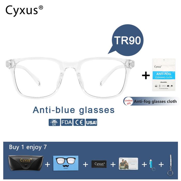 Cyxus Tr90 Kacamata Hitam PriaWanita Lensa Transparan Anti