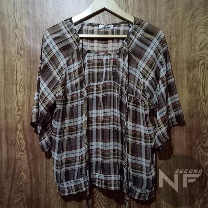 Blouse Wanita Kotak Kotak PL Import