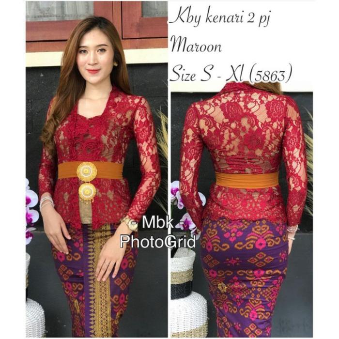 Kebaya Bali Brokat Maroon Semi Italy