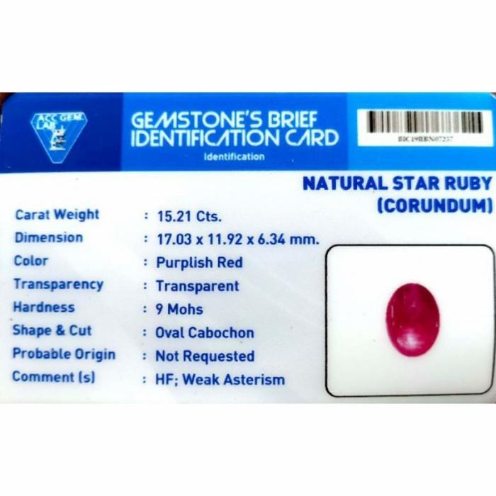 BATU PERMATA RUBY BURMA MERAH PINKYS STAR KRISTAL BIG SIZE 15.21 ct