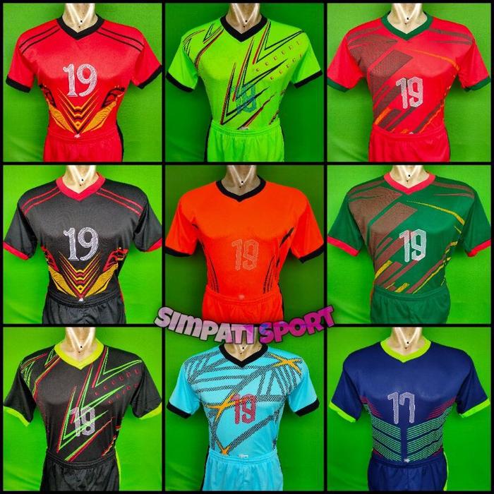 Baju Tim Set Bola 18 Setelan Batik Motif 2-19 Nomor L-XL Dewasa