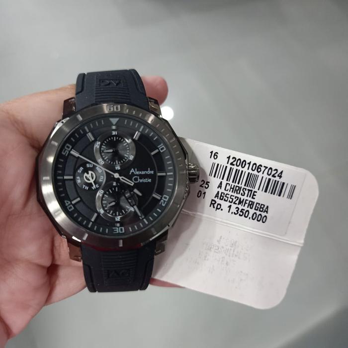 Alexandre Christie AC 6552 MF RIGBA Men Black Dial Black Rubber Strap