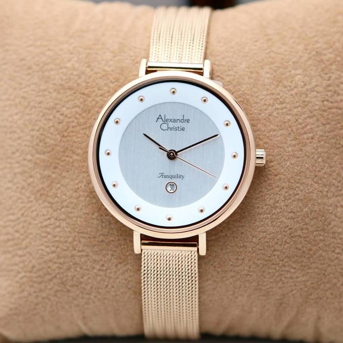 Alexandre Christie AC 2485 LDBRGSL Ladies White Dial Stainless Steel