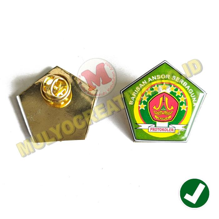 Pin Banser Warna Hijau Model Segilima Lencana Pin Banser Protokoler