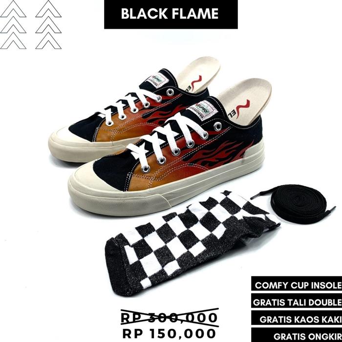 (GRATIS ONGKIR COD) SEPATU ORIGINAL TALI PRIA WANITA VELPRO HITAM API