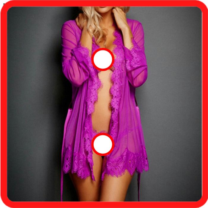 Lingerie Seksi Piyama Baju Tidur ungu Sexy Super Transparan PA0060