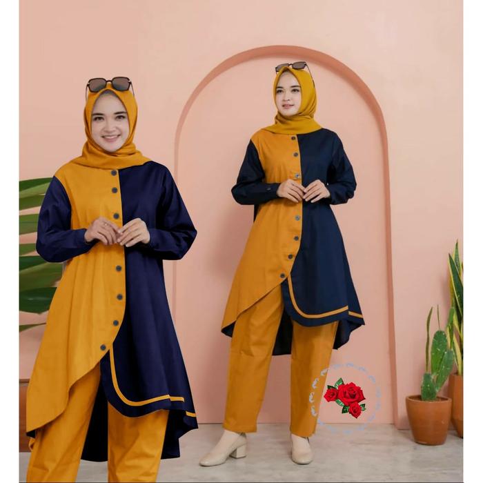 PAKAIAN WANITA SET SET WANITA COE 789 STELAN VERDA STELAN GAMIS WANITA