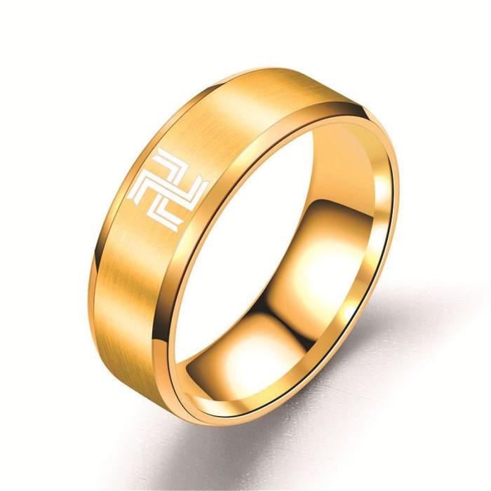 CINCIN SWASTIKA BUDDHA PRIA WANITA TITANIUM ANIME NAZI ANTI KARAT C407