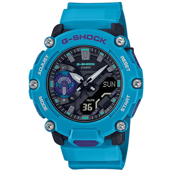 JAM TANGAN PRIA CASIO G-SHOCK ORIGINAL CARBON CORE GUARD ANALOG DIGITAL BIRU RESIN GA-2200-2A CASIO