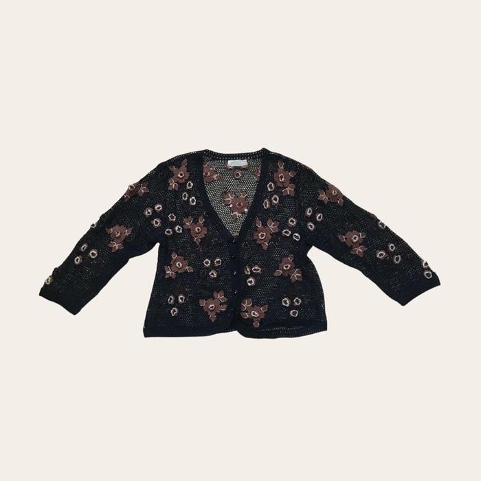 Karinca-PK embroidered crochet knit crop cardigan thrift vintage y2k