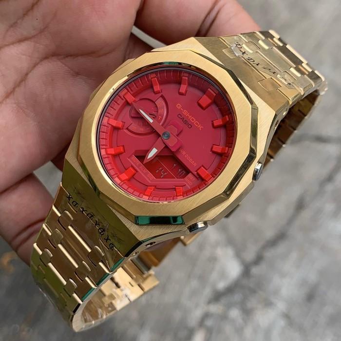 Gshock Ga2100 RED Original Custom AP Gold Stainless 5rd