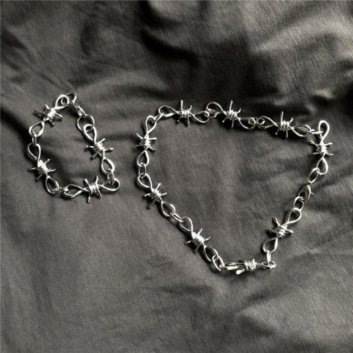 Dark Barbed Wire Brambles Razor Blade Pendant Necklace Bracelet