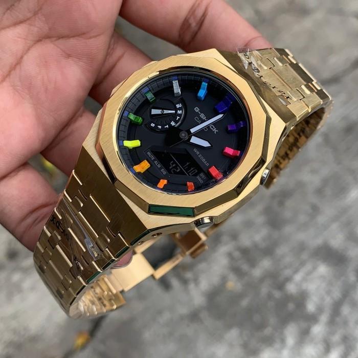 Gshock Ga2100 Rainbow Original Custom AP Gold Stainless 5rd
