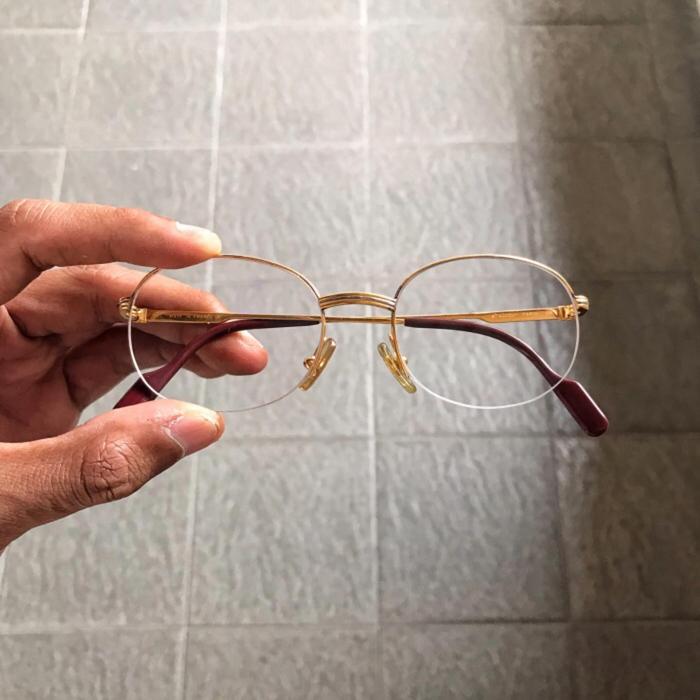 kacamata VINTAGE Bening Cartier Paris Sz 49-18 pria wanita